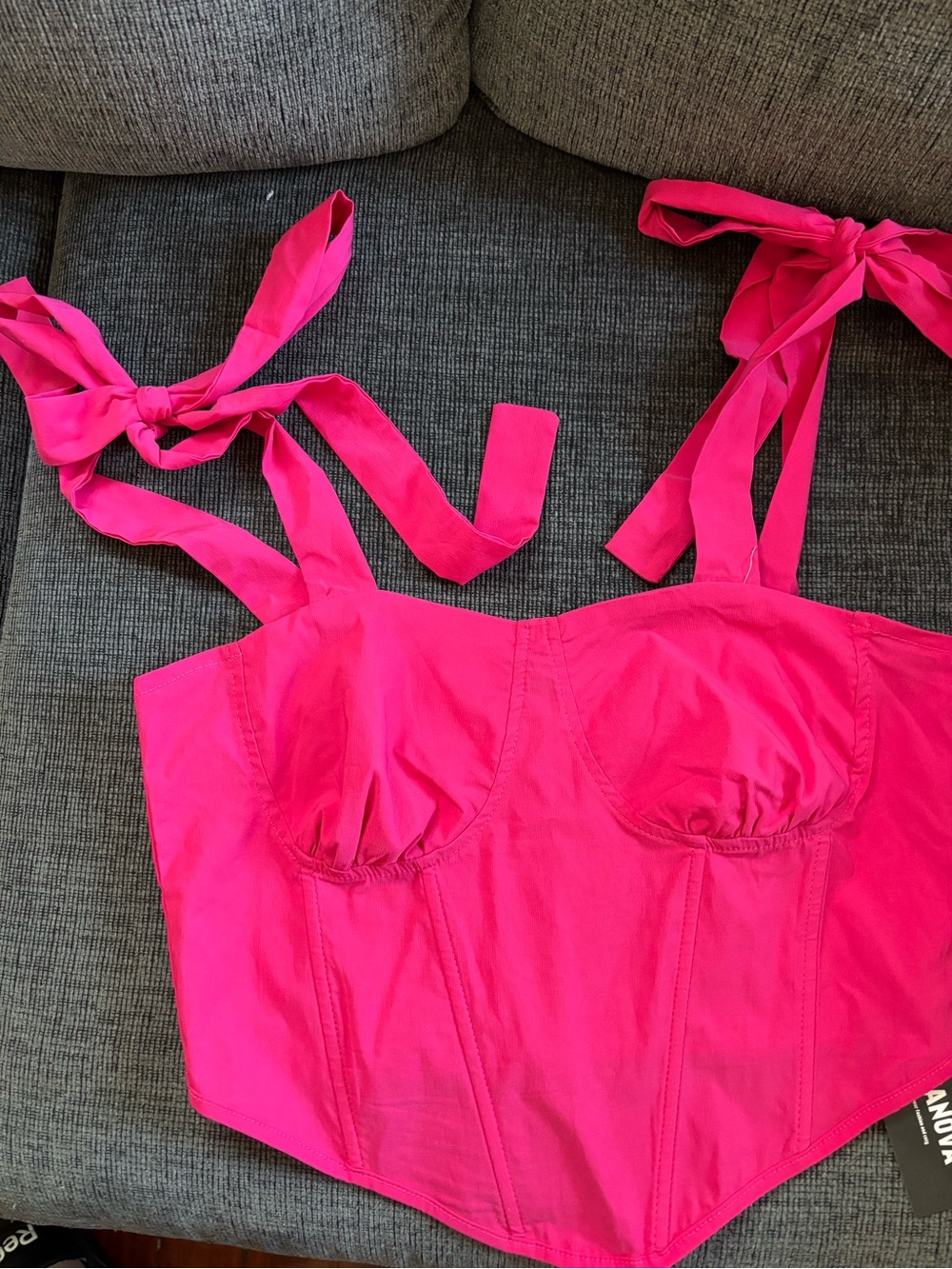 Bright Pink Tie-Strap Bustier Top